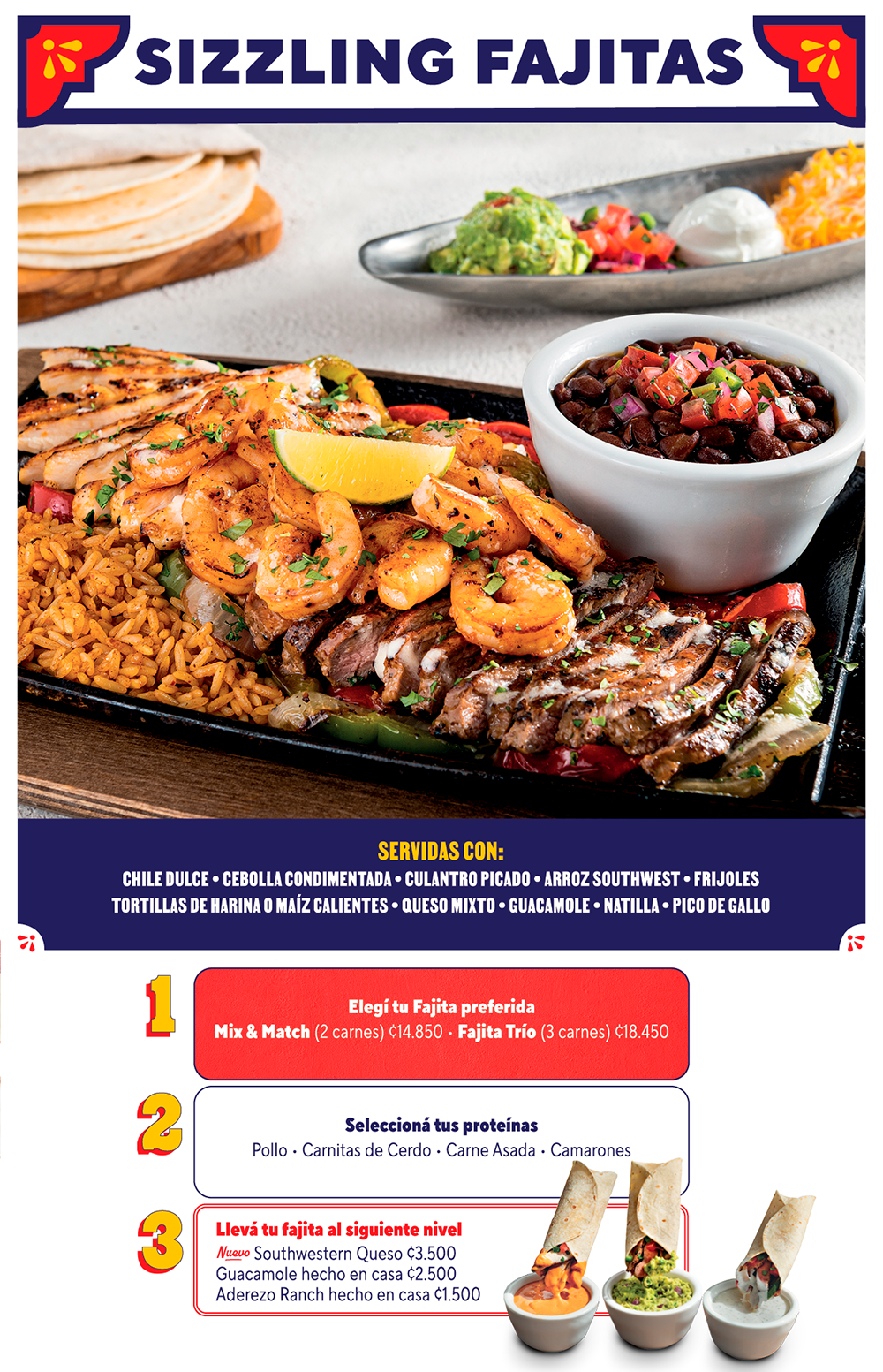 Menú Chili's Costa Rica: Sizzling Fajitas